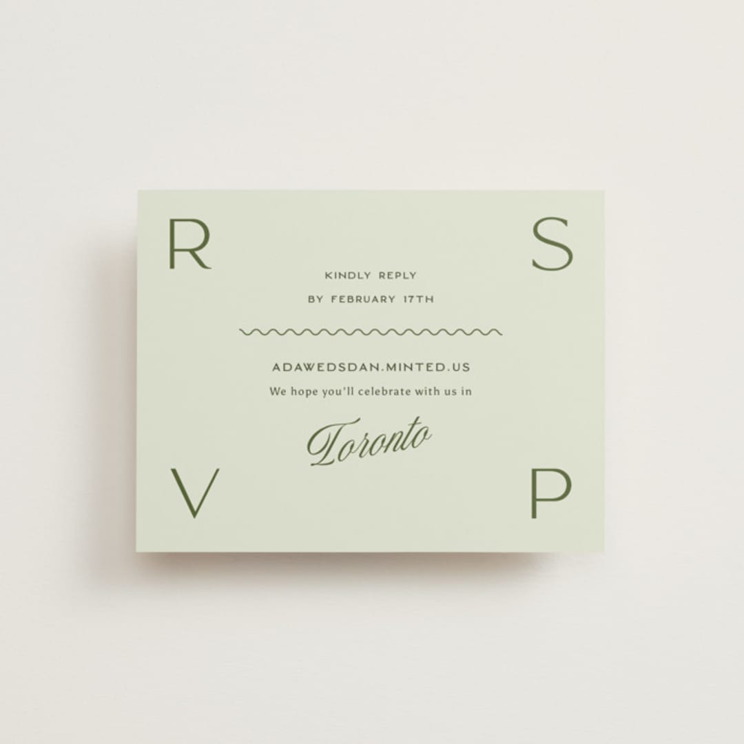 "Swoon" - RSVP Online Enclosure Cards in Lemongrass by Sam Dubeau - Front