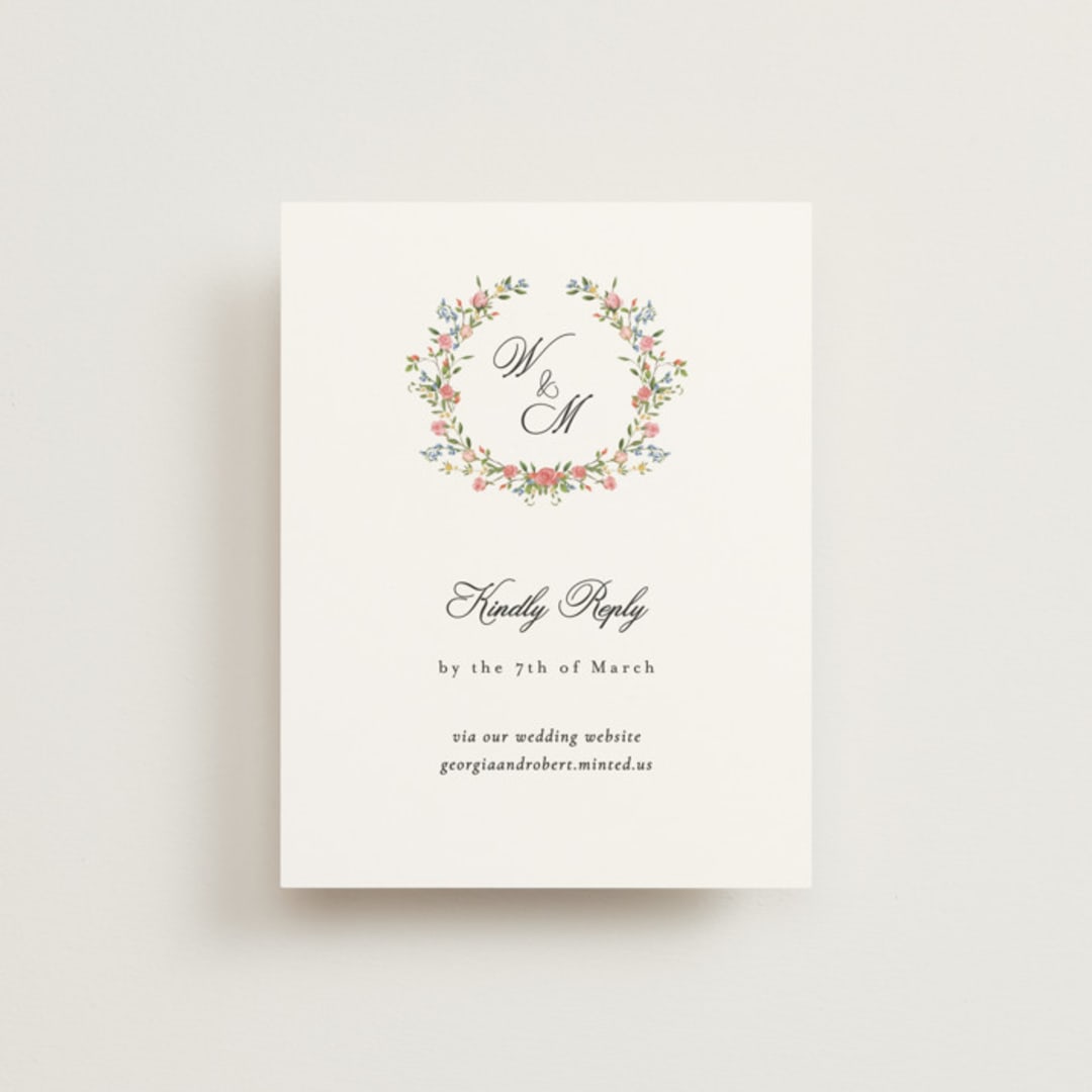 "Monogramed" - RSVP Online Enclosure Cards in Blush by Susan Moyal - Front