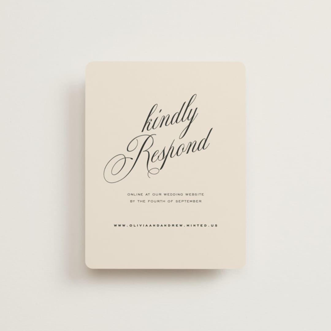 "Modern Romance" - RSVP Online Enclosure Cards in Almond by Eric Clegg - Front