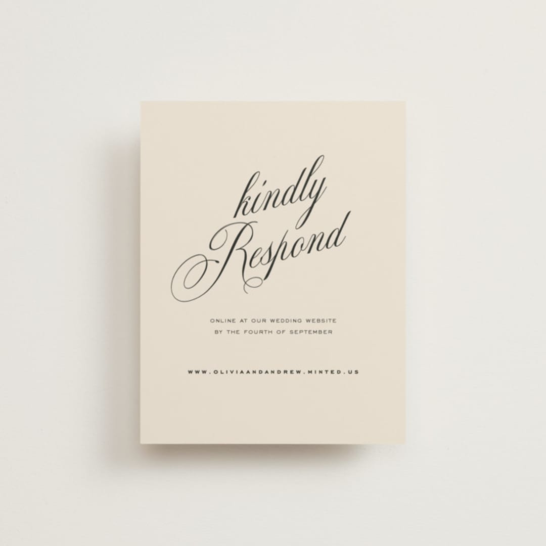 "Modern Romance" - RSVP Online Enclosure Cards in Almond by Eric Clegg - Front