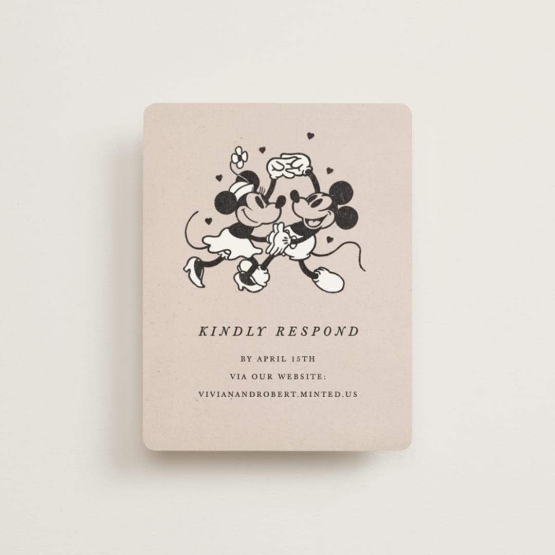"Disney's Retro Mickey Mouse and Minnie Mouse" - RSVP Online Enclosure Cards in Retro by Sumak Studio - Front