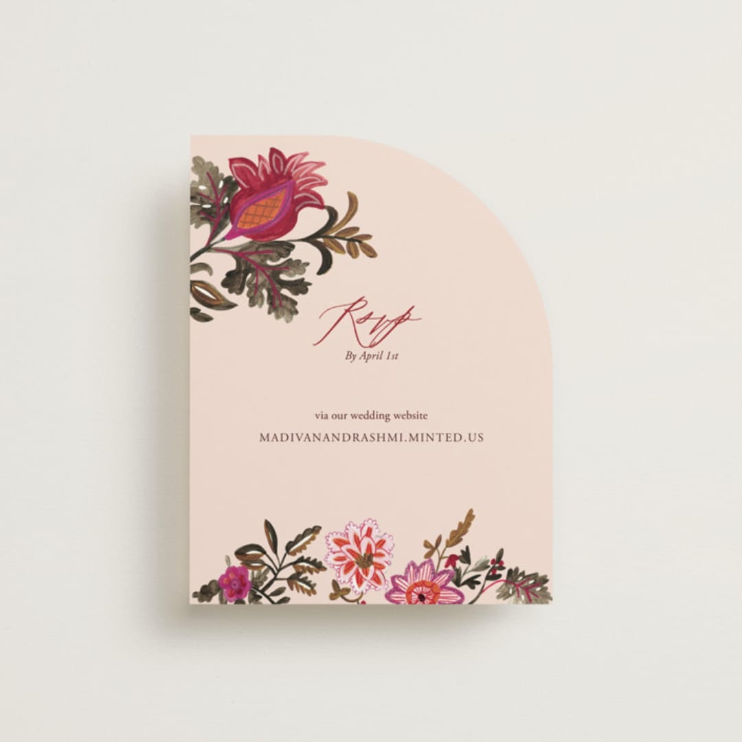 "Indian floral chintz lush" - RSVP Online Enclosure Cards in Ivory by Caroline Bonne Muller - Front