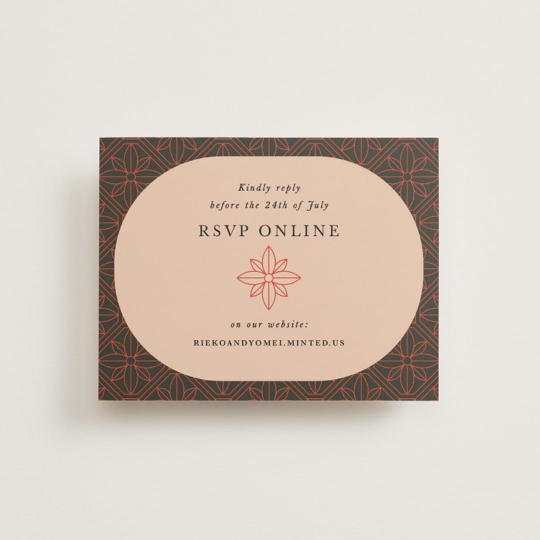 "Japanese Fabric" - RSVP Online Enclosure Cards in Persimmon by Becky Nimoy - Front