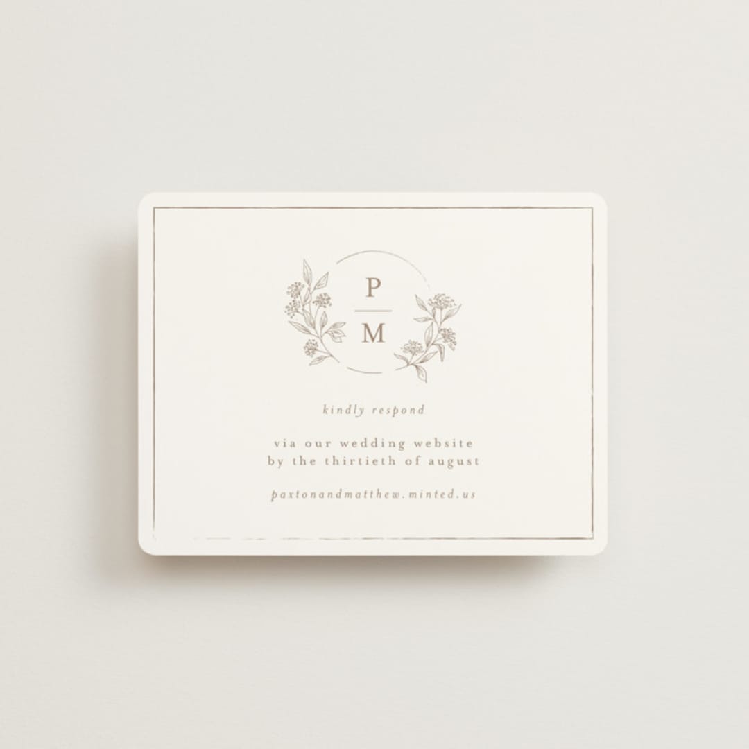 "Monogrammed" - RSVP Online Enclosure Cards in Taupe by Chris Griffith - Front