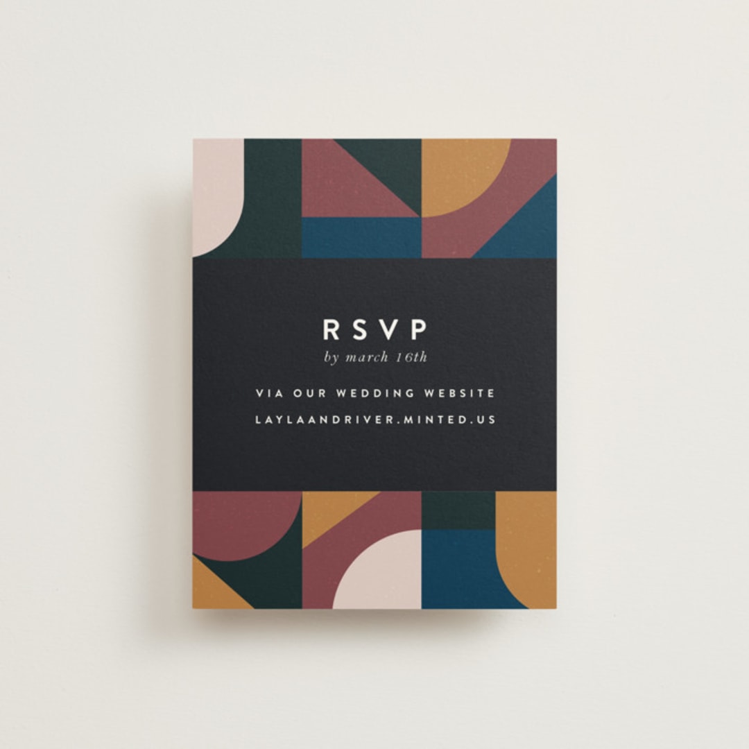 "Abstract Jewels" - RSVP Online Enclosure Cards in Noir by Maria Alou - Front