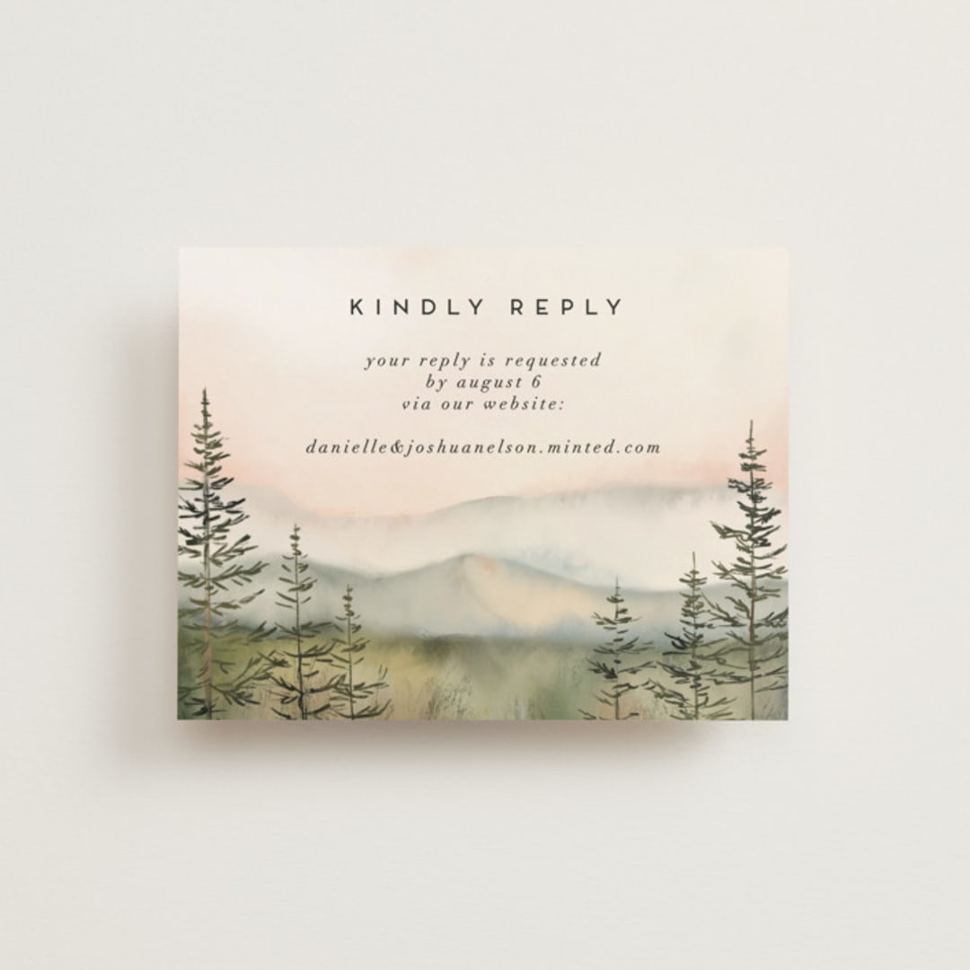"Every Single Dawn With You" - RSVP Online Enclosure Cards in Forest by Petra Kern - Front