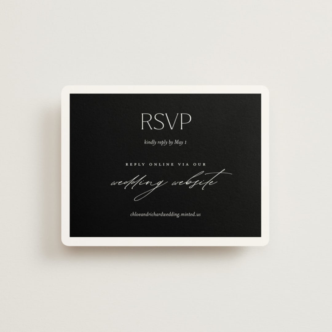 "Boutique" - RSVP Online Enclosure Cards in Noir by Eric Clegg - Front