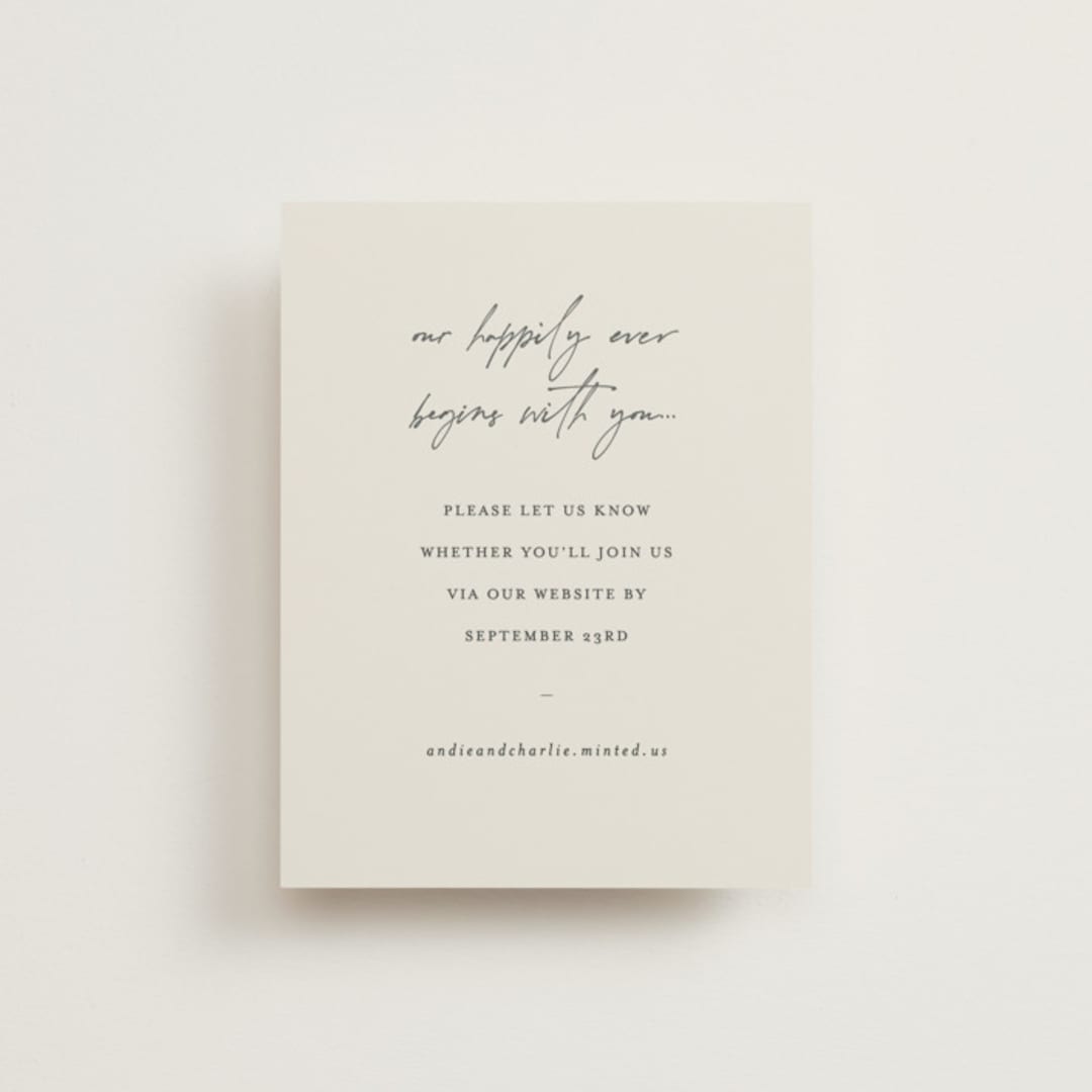 "Happily Ever After" - RSVP Online Enclosure Cards in Buff by Sara Hicks Malone - Front