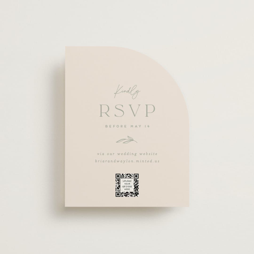 "Soft Arch" - RSVP Online Enclosure Cards in Sage by Erica Krystek - Front