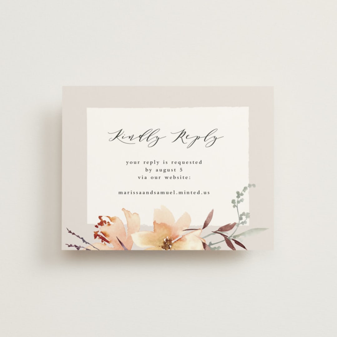 "Sonnet" - RSVP Online Enclosure Cards in Almond by Petra Kern - Front