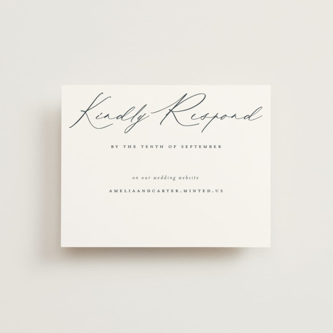 "Modern Vintage" - RSVP Online Enclosure Cards in Jade by Emily Betts - Front