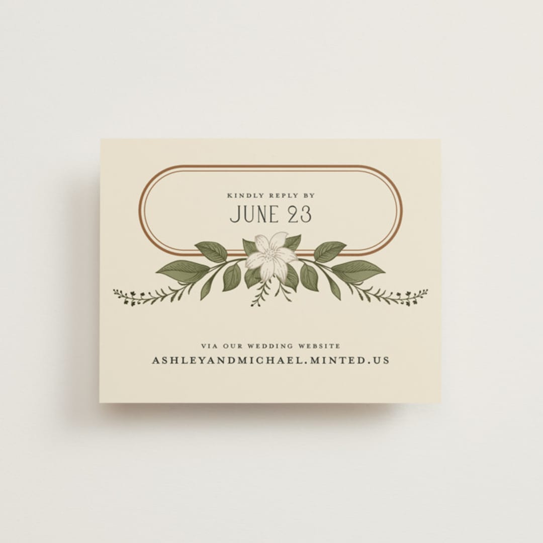 "Vintage Print" - RSVP Online Enclosure Cards in Licorice by GeekInk Design - Front