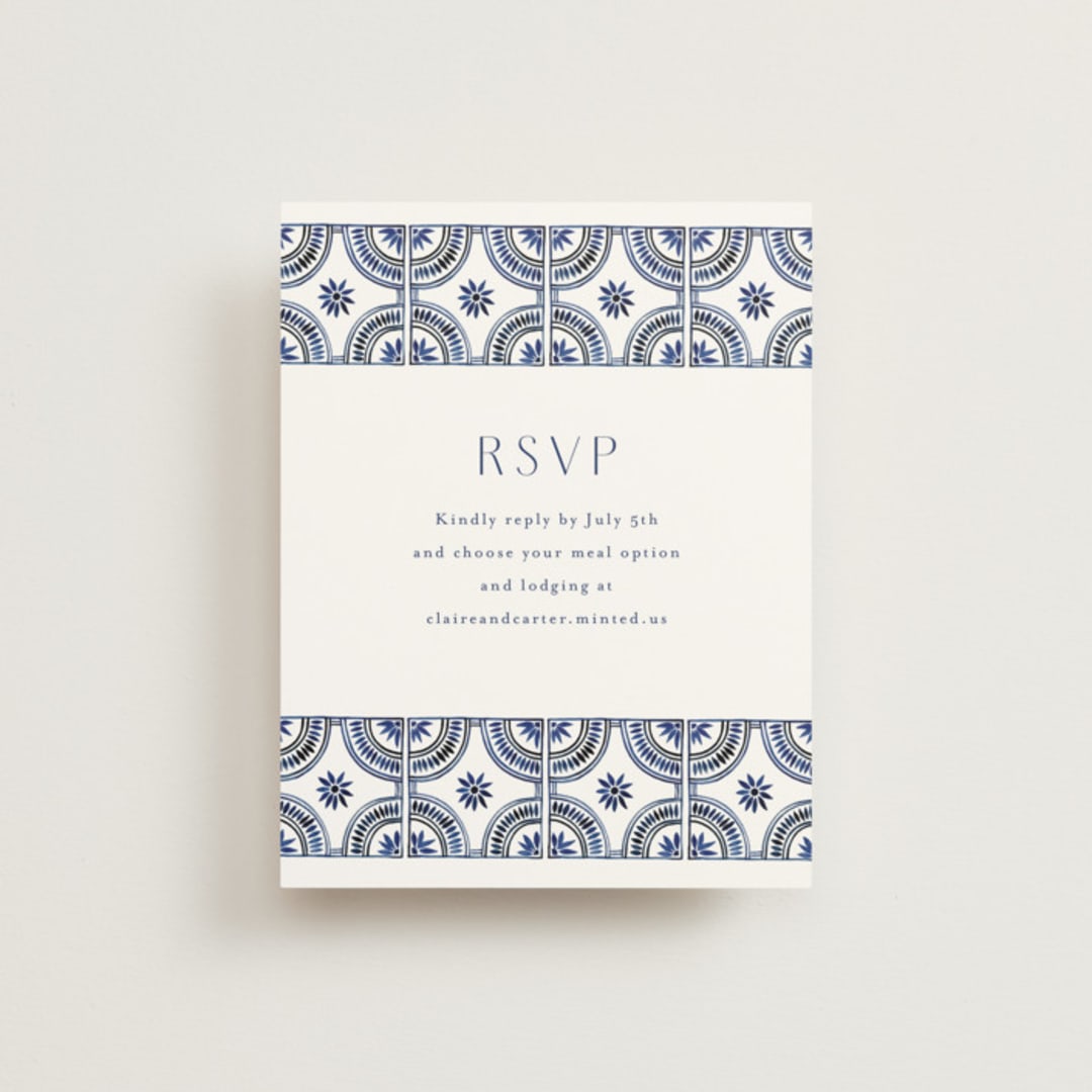 "watercolor tile" - RSVP Online Enclosure Cards in Cobalt by Katharine Watson - Front