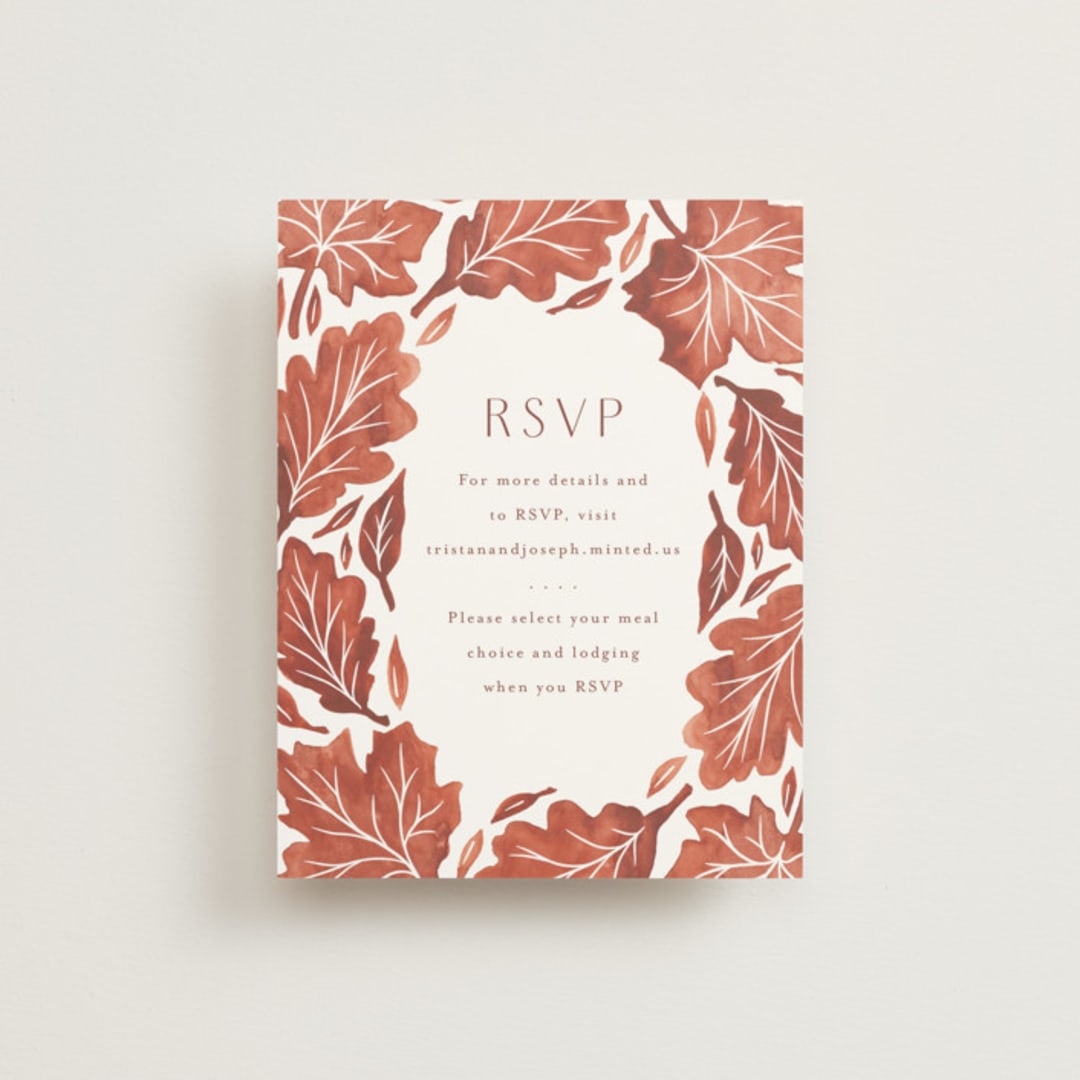"Watercolor Fallen Leaves" - RSVP Online Enclosure Cards in Copper by Katharine Watson - Front
