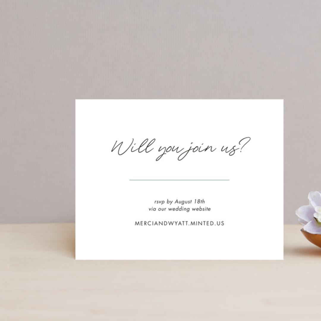 "Postale" - RSVP Online Enclosure Cards in Ebony by Ann Gardner - Front