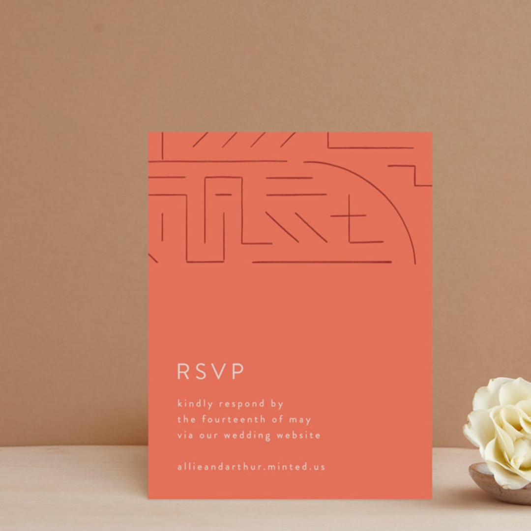 "Lines" - RSVP Online Enclosure Cards in Melon by JeAnna Casper - Front
