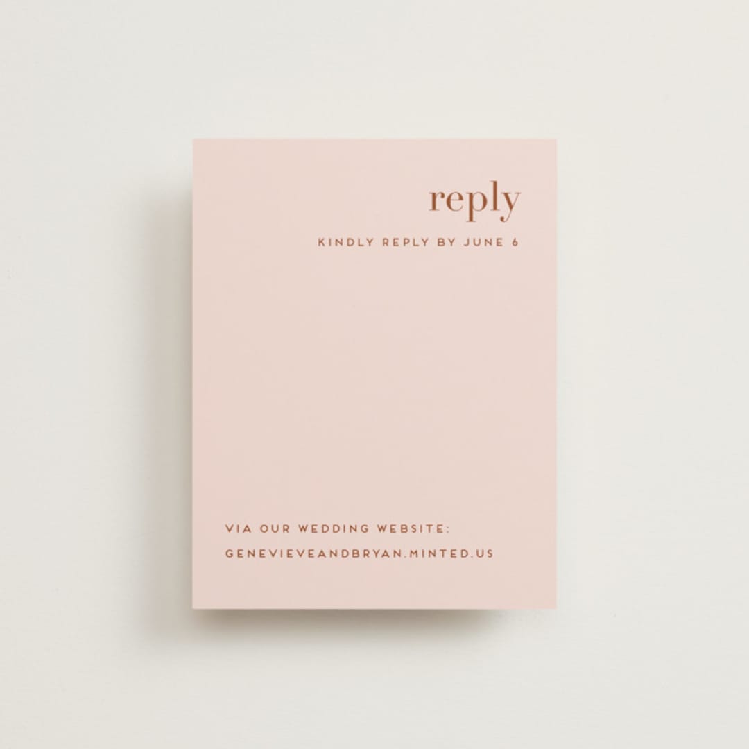 "Mod Initials" - RSVP Online Enclosure Cards in Rust by Genna Blackburn - Front