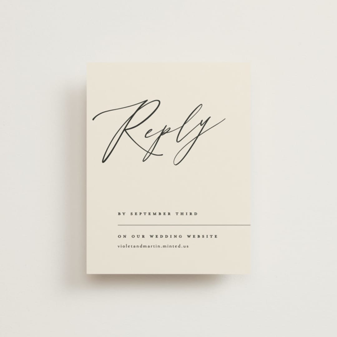 "Violet " - RSVP Online Enclosure Cards in Linen by Kelly Schmidt - Front