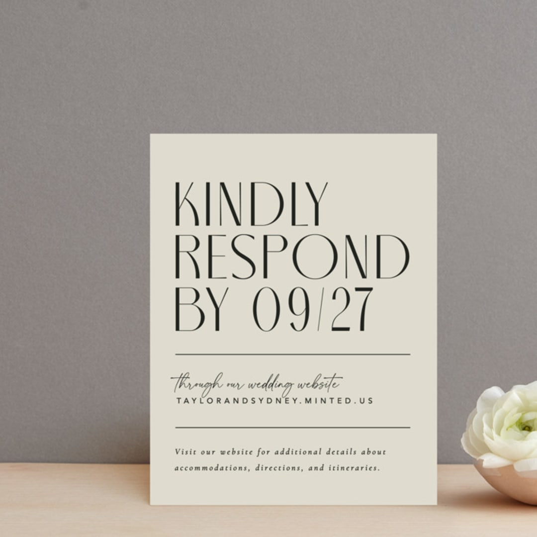 "Seraphina" - RSVP Online Enclosure Cards in Sand by Robert and Stella - Front
