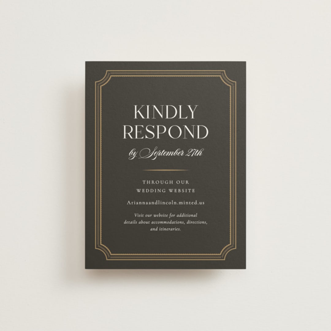 "Arabesque" - RSVP Online Enclosure Cards in Obsidian by Robert and Stella - Front