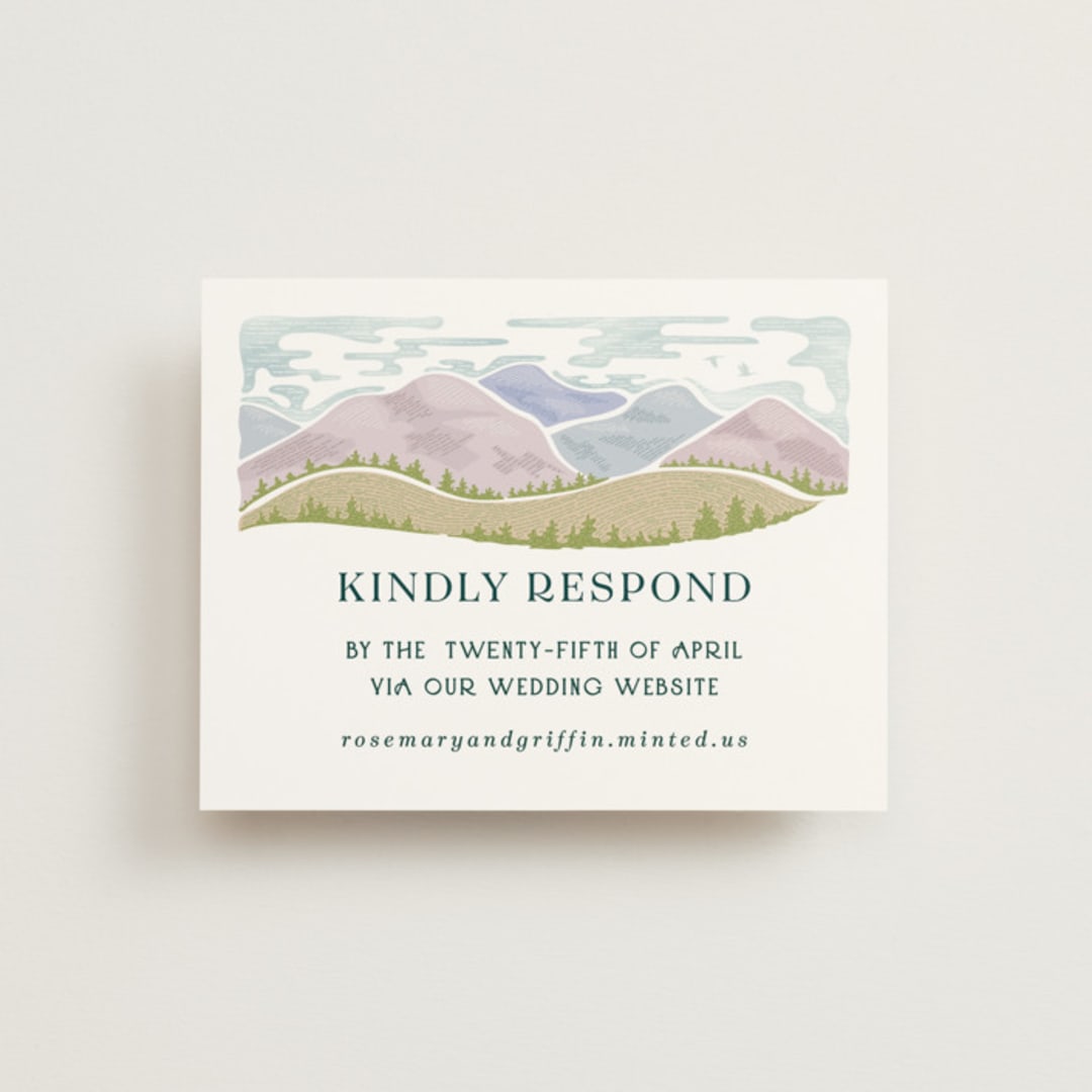 "River Valley" - RSVP Online Enclosure Cards in Pine by Paper Sun Studio - Front