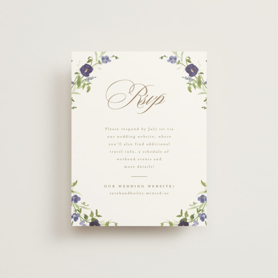 "Wildflower Trellis" - RSVP Online Enclosure Cards in Iris by Everett Paper Goods - Front