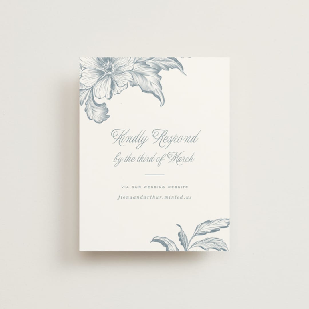 "Wreath In Bloom" - RSVP Online Enclosure Cards in Lake by Leah Bisch - Front
