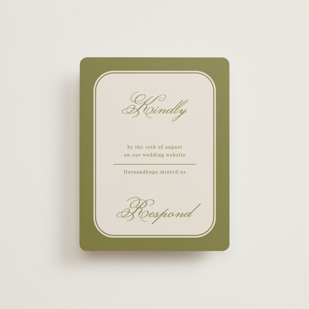 "Emerson" - RSVP Online Enclosure Cards in Evergreen by Kelly Watkins - Front