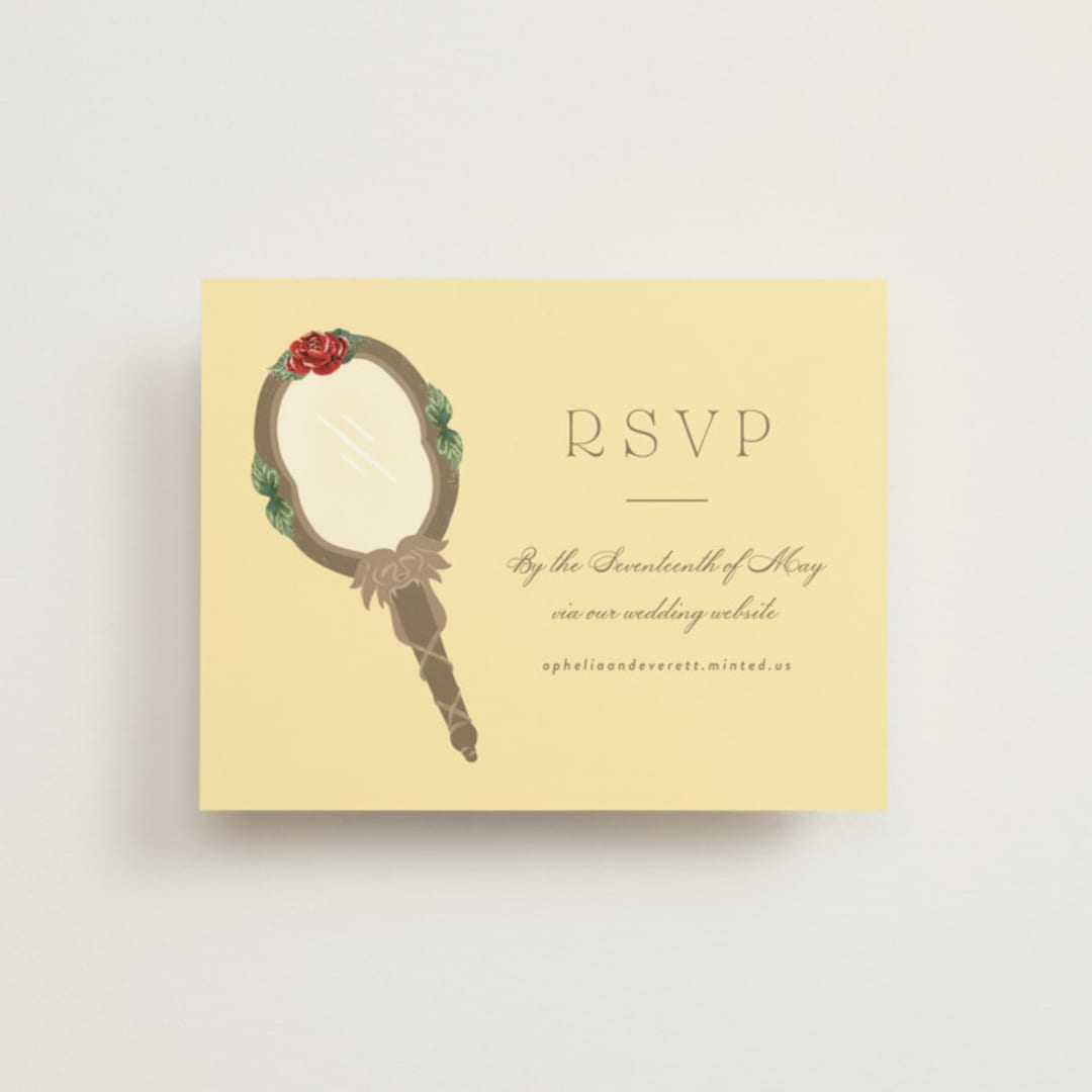 "Enchanted Rose from Disney's Beauty & The Beast" - RSVP Online Enclosure Cards in Mimosa by Leah Bisch - Front