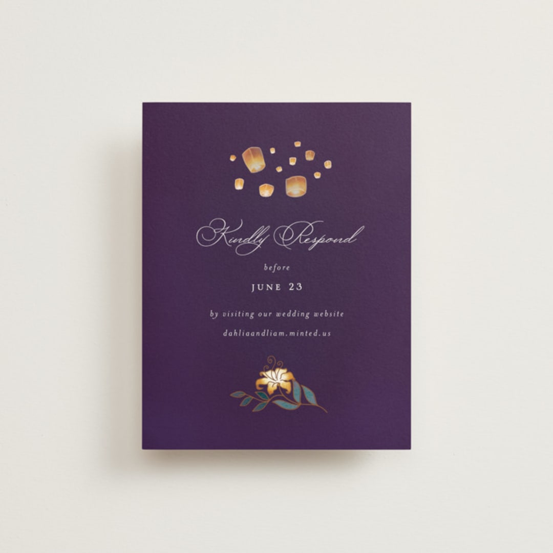 "Disney's Tangled Lanterns" - RSVP Online Enclosure Cards in Twilight by Simona Camp - Front