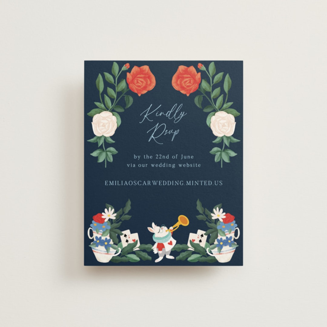 "Disney's Alice In Wonderland Garden Tea Party" - RSVP Online Enclosure Cards in Evening by Elly - Front