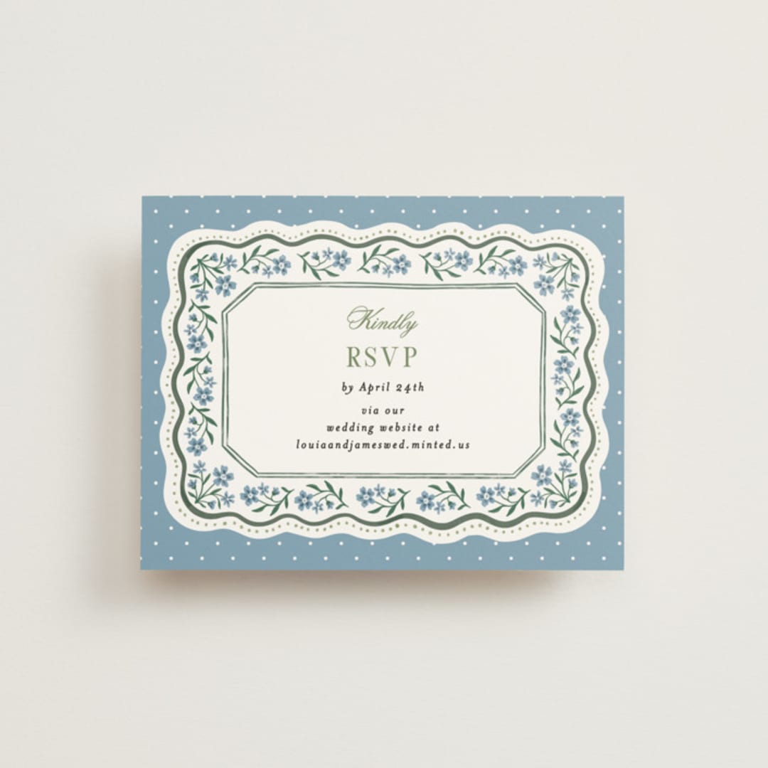 "Sweet Vintage" - RSVP Online Enclosure Cards in Periwinkle by Alethea and Ruth - Front