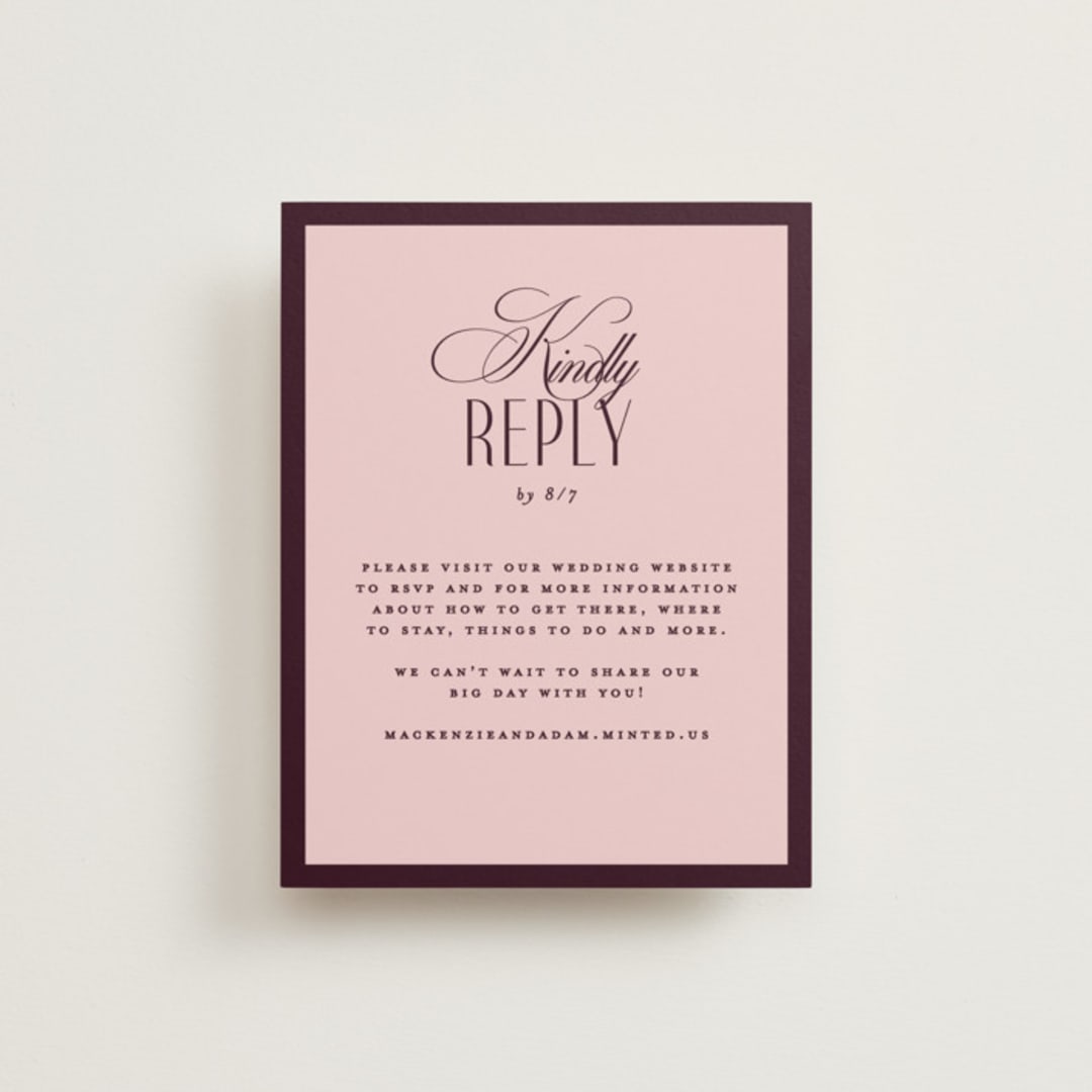 "sophisticate" - RSVP Online Enclosure Cards in Plum by Owl and Toad - Front