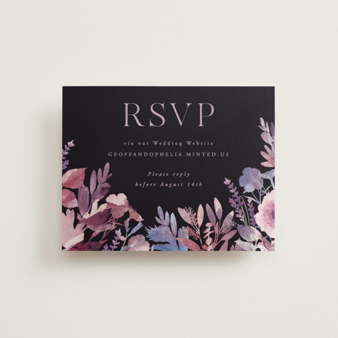 "Romantic Florals" - RSVP Online Enclosure Cards in Violet by Hooray Creative - Front
