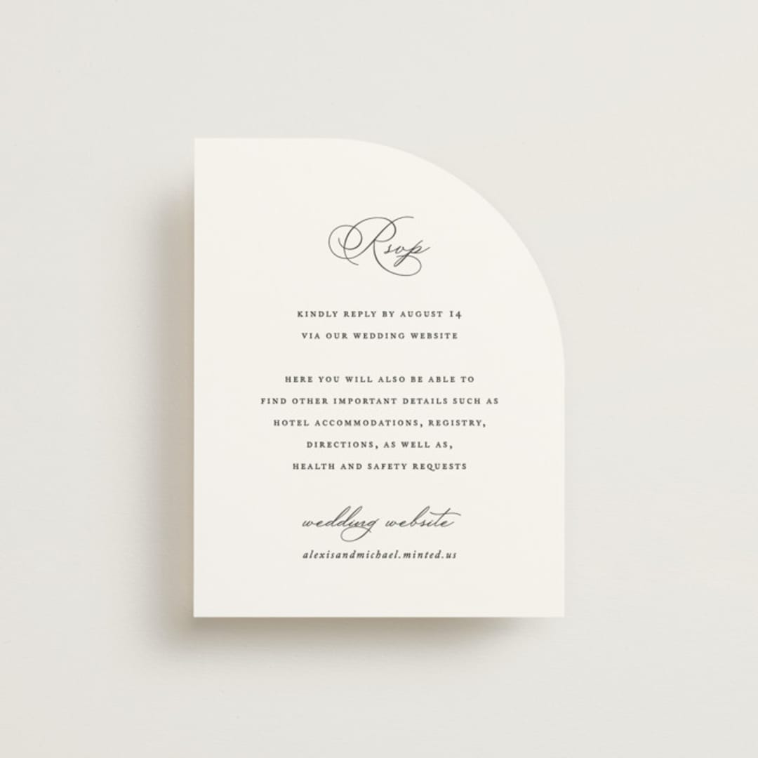"Initial" - RSVP Online Enclosure Cards in Pearl by Jennifer Postorino - Front