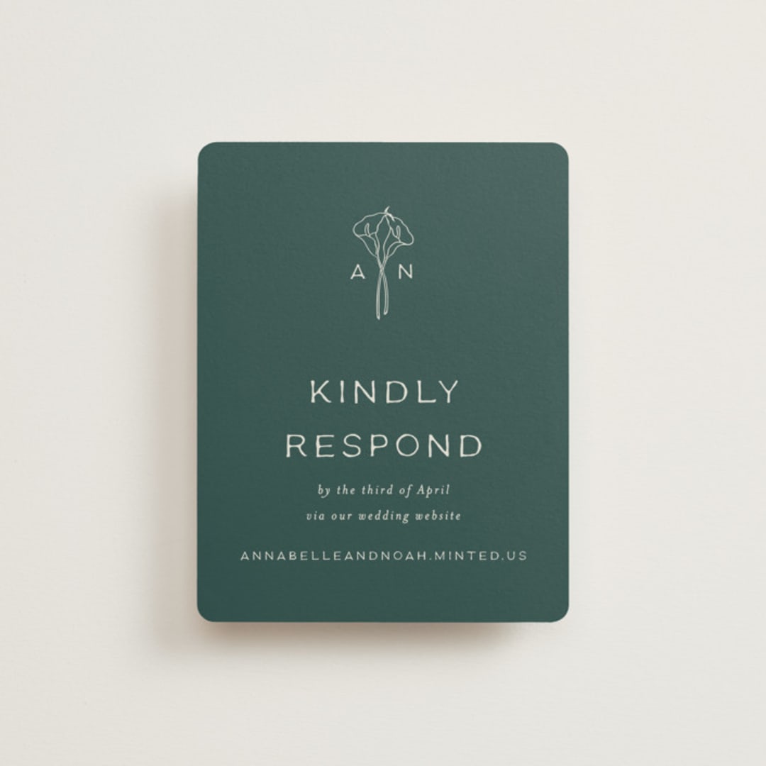 "Pair of Calla Lilies" - RSVP Online Enclosure Cards in Sage by Leah Bisch - Front