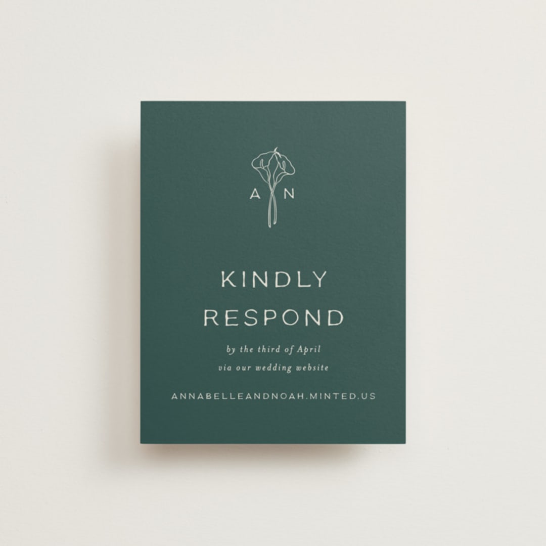 "Pair of Calla Lilies" - RSVP Online Enclosure Cards in Sage by Leah Bisch - Front