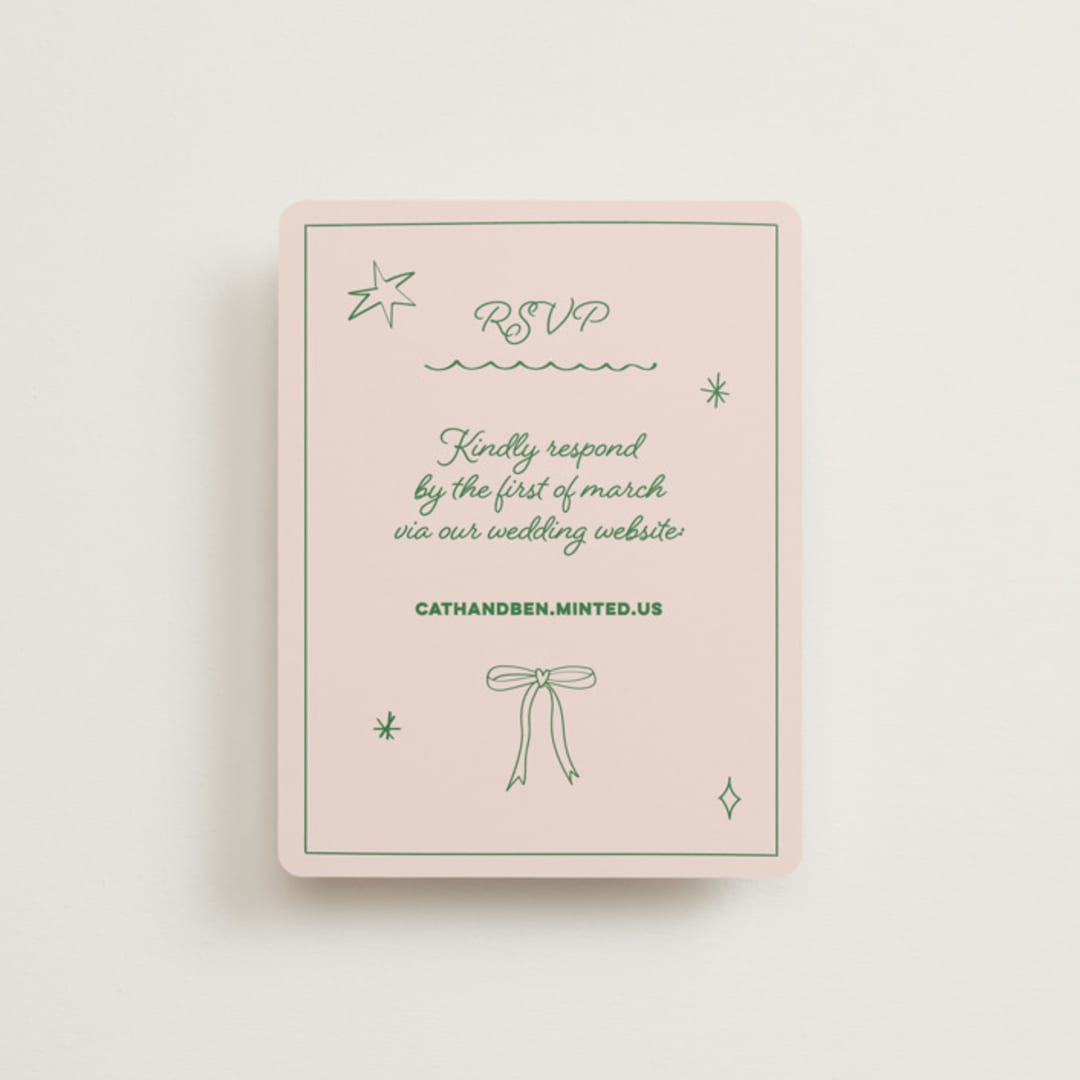"Crazy Little Thing Called Love" - RSVP Online Enclosure Cards in Avocado by Helena Vitto - Front