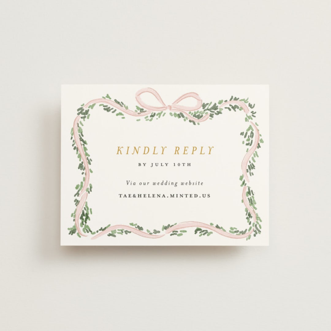 "Ribbonly Frame" - RSVP Online Enclosure Cards in Blush by Itsy Belle Studio - Front