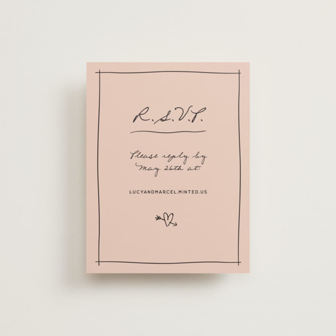 "Ballpoint Suite" - RSVP Online Enclosure Cards in Blush by Ani Somi - Front