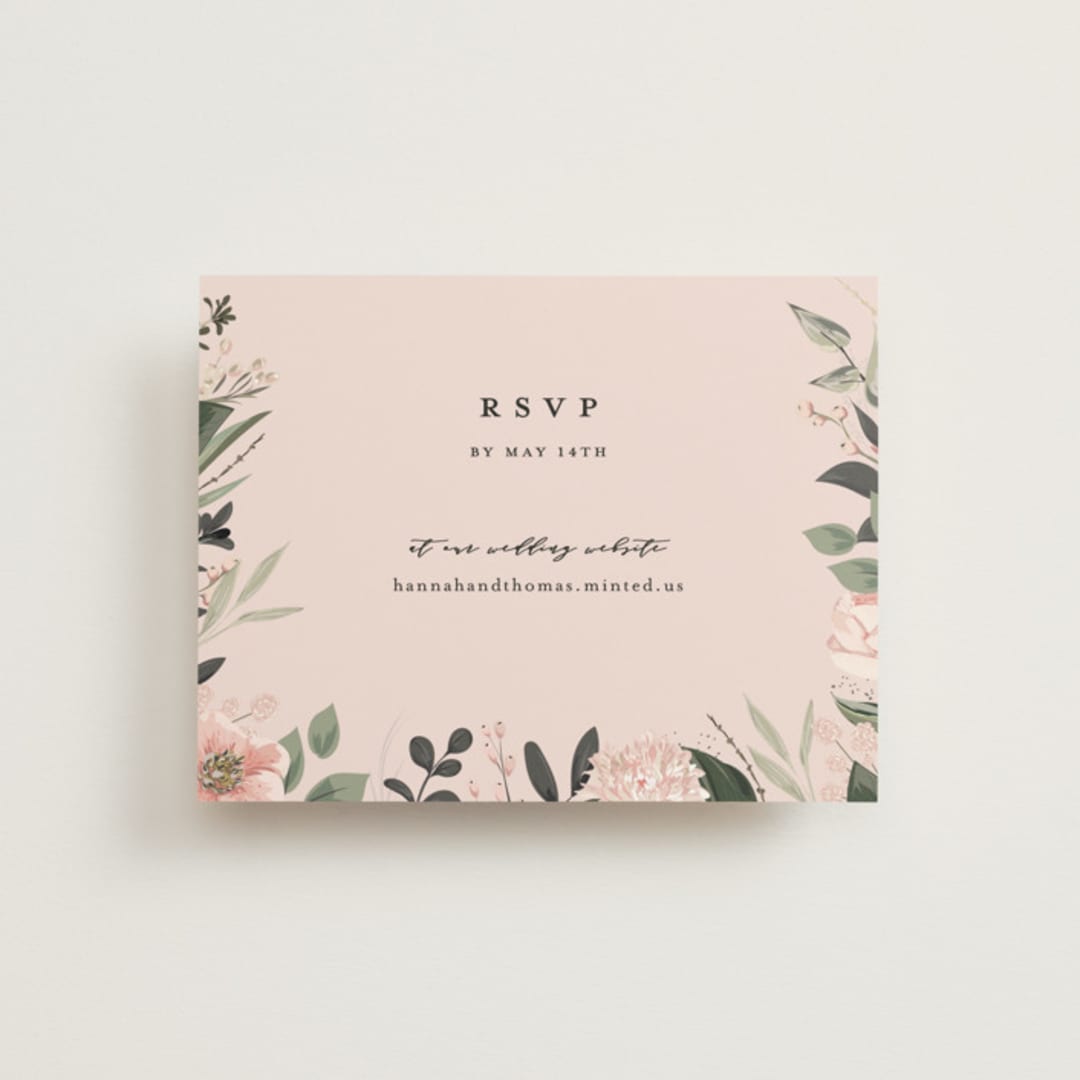 "Ivory Ring" - RSVP Online Enclosure Cards in Blush by Susan Moyal - Front