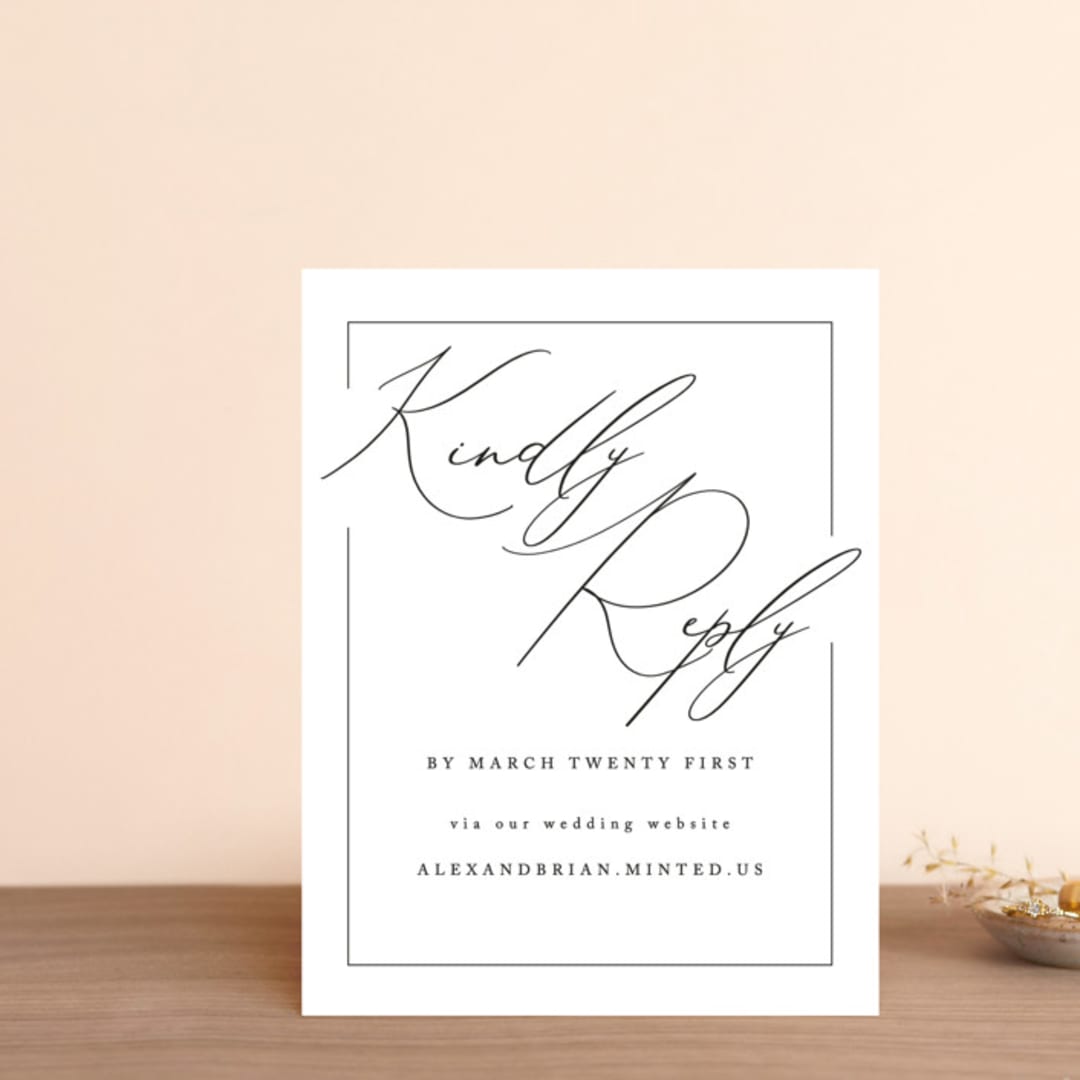 "Love Story" - RSVP Online Enclosure Cards in Alabaster by Liz Conley - Front