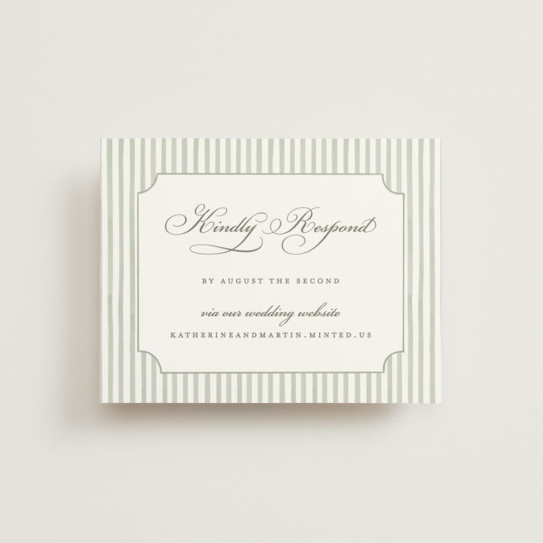 "Greenery crest" - RSVP Online Enclosure Cards in Sage by Sarah Knight - Front
