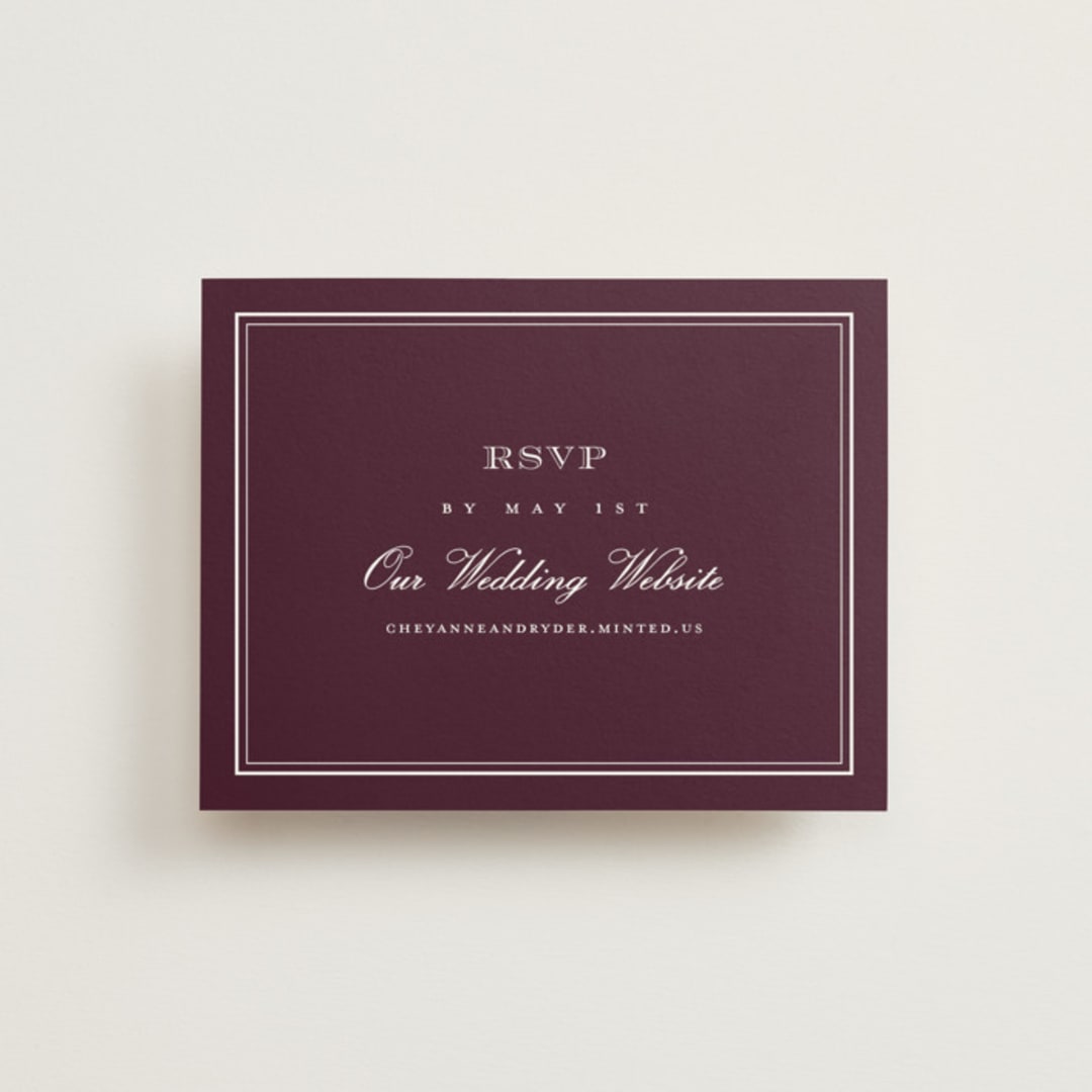 "Engraved names" - RSVP Online Enclosure Cards in Burgundy by Stacey Meacham - Front