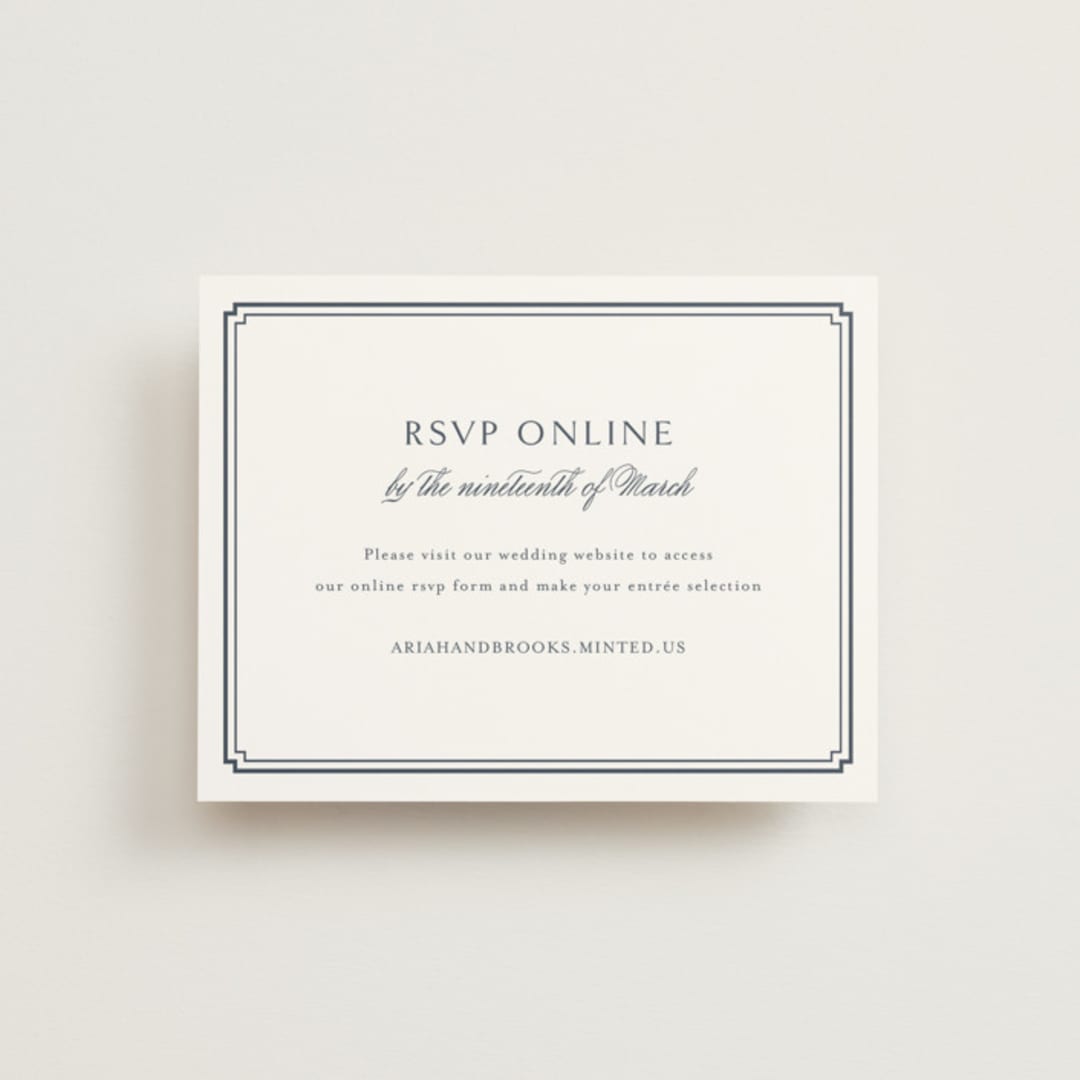 "Ariah" - RSVP Online Enclosure Cards in French Blue by Jennifer Postorino - Front