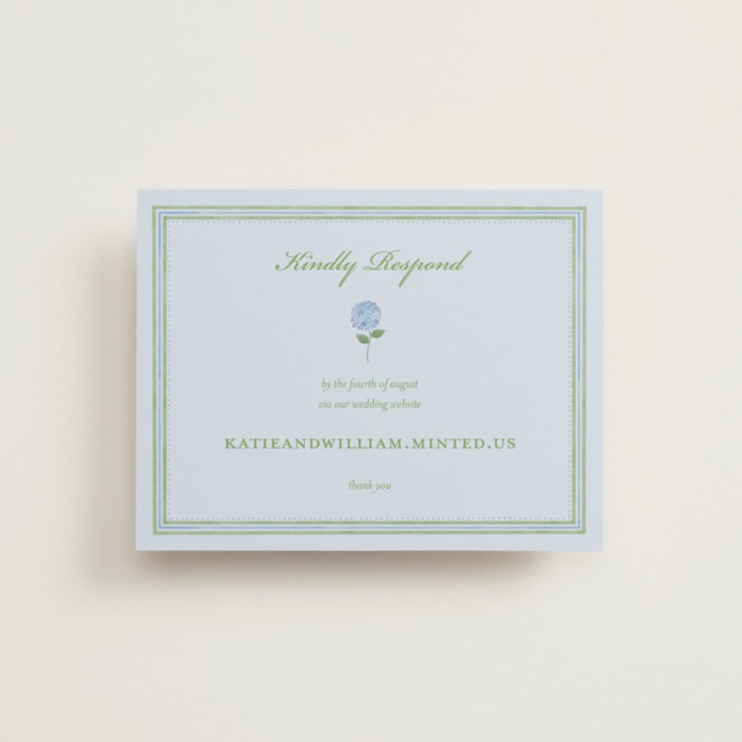 "Hydrangea Vines" - RSVP Online Enclosure Cards in Coastal by Madhvi Samimi - Front