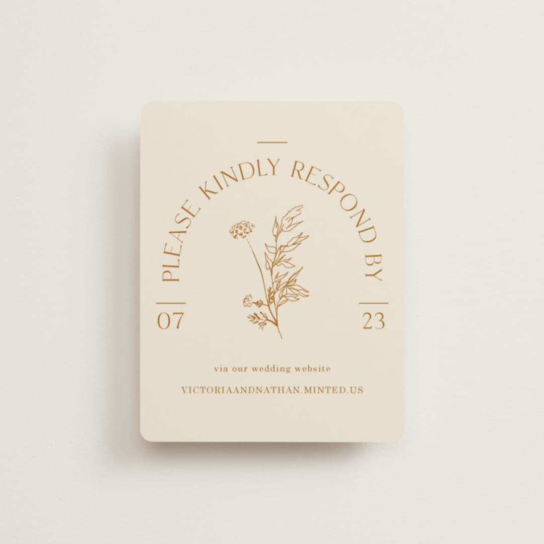"Floral Type Arch" - RSVP Online Enclosure Cards in Cream by Baumbirdy - Front