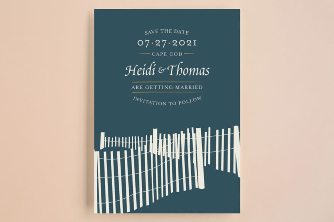 "Beachside" - Save the Dates in Navy by Jennifer Thomke - Front