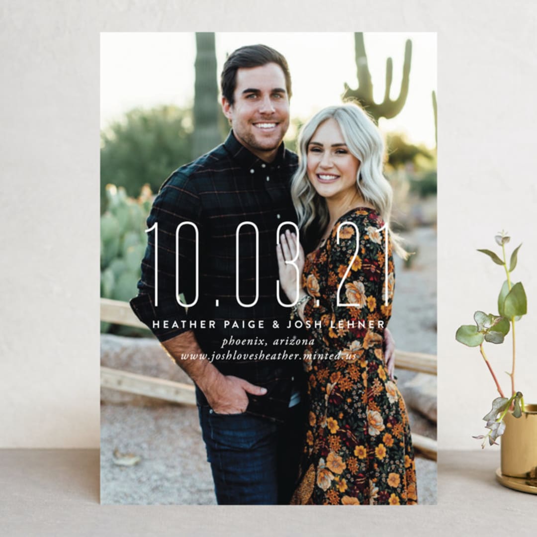 "The Date is Set" - Save the Dates in Cotton by Oscar and Emma - Karly Depew - Front