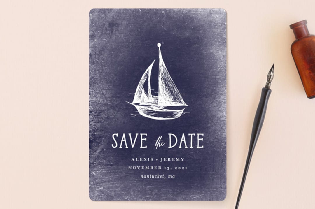 "Nautical" - Save the Dates in Navy by Rebecca Bowen - Front